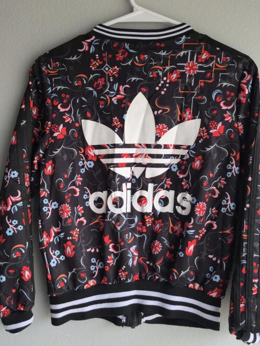 Adidas Floral Print Bomber Jacket Womens Size Medium - Picture 2 of 5